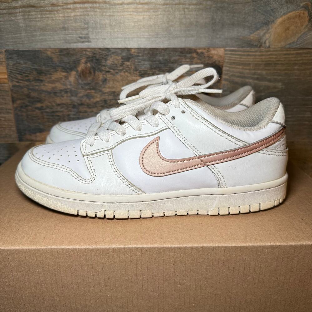 Nike Dunk Low White Pink Metallic Youth Sneakers